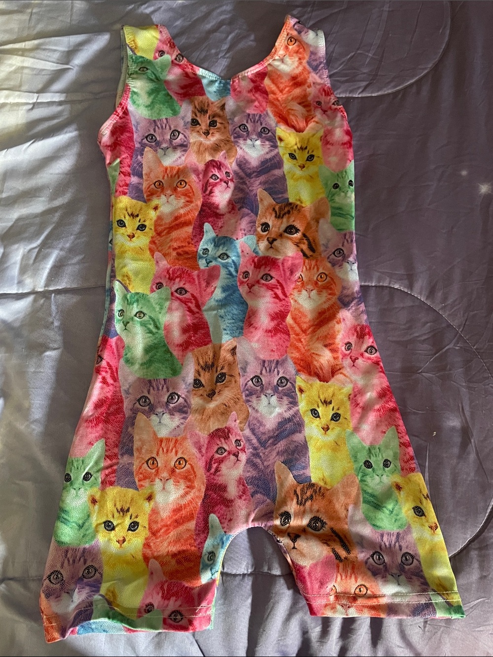 Gymnastics Kids Multicolor Cat Print One-Piece Romper